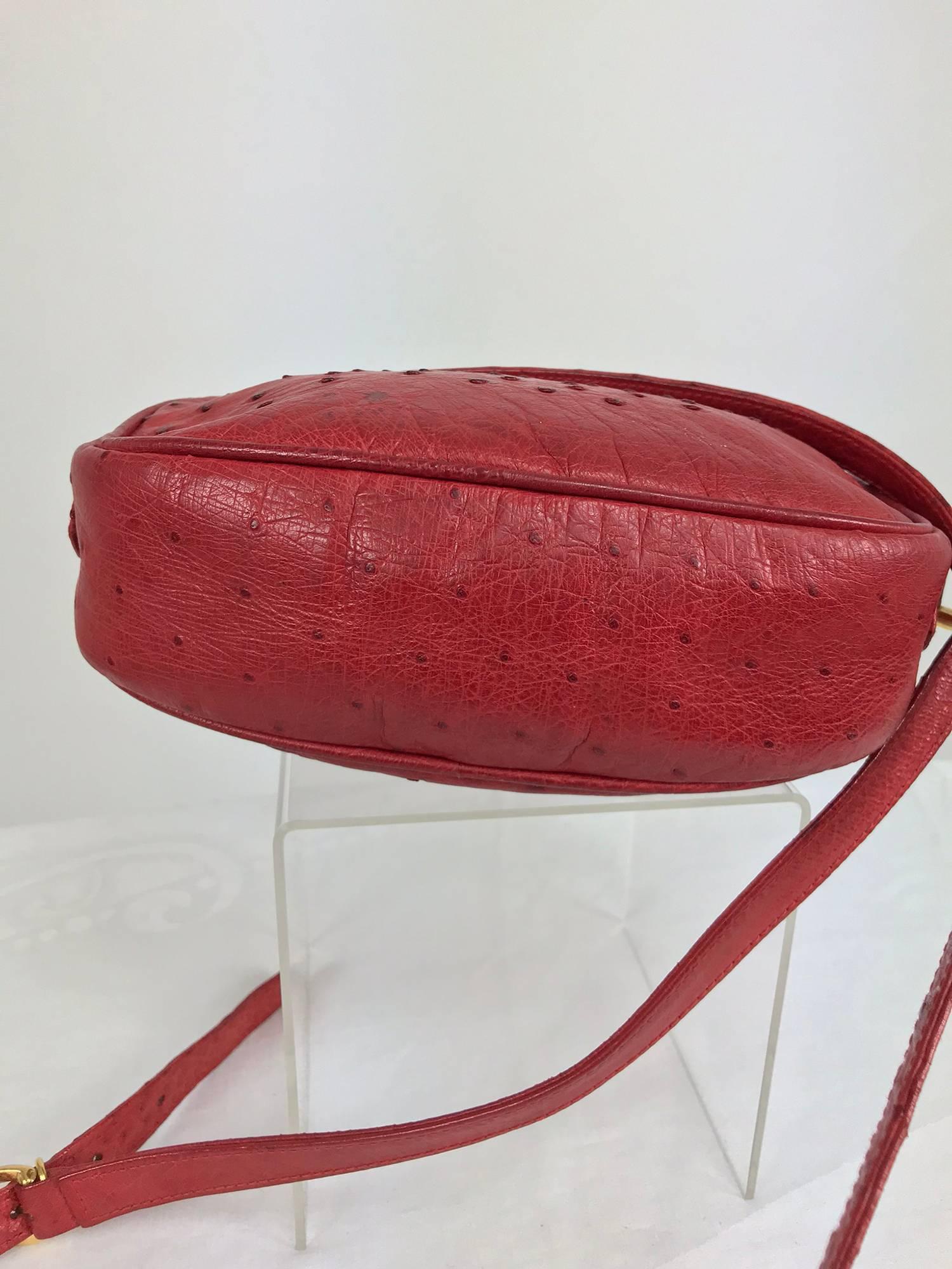 Gucci red ostrich cross body bag 1980s 1
