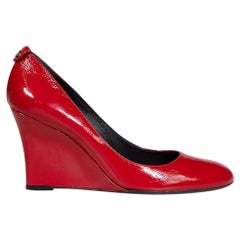 Gucci Red Patent Interlocking GG Wedges Size IT 39