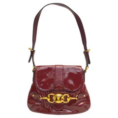 Gucci red patent leather gold hardware flap shoulder bag 
