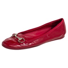 Gucci Red Patent Leather Horsebit Ballet Flats Size 39.5