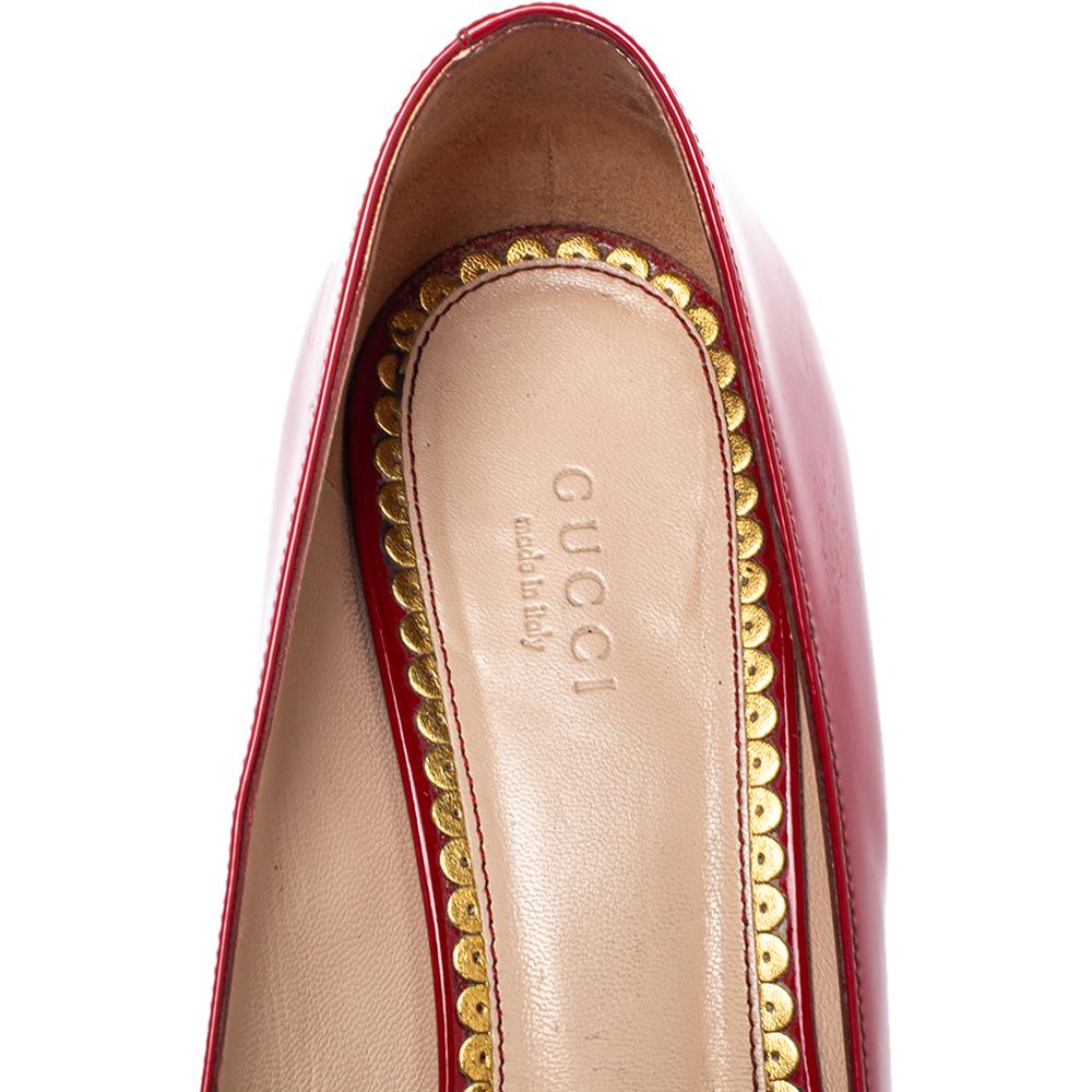 Gucci Red Patent Leather Mary Jane Pumps Size 40 2