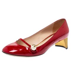 Gucci Red Patent Leather Mary Jane Pumps Size 40