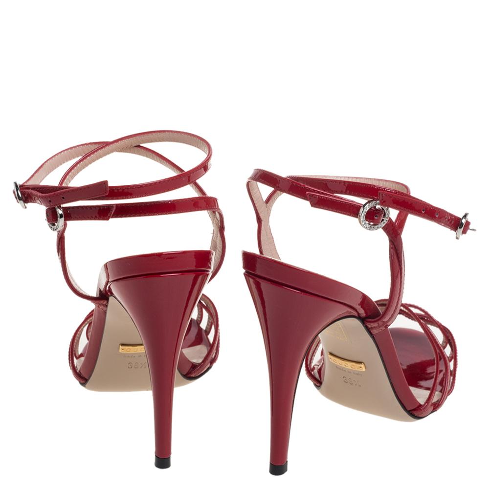 red patent leather heels with ankle strap