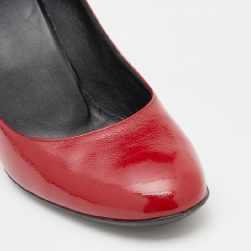  Gucci escarpins à bout rond en cuir verni rouge, taille 40 Pour femmes 