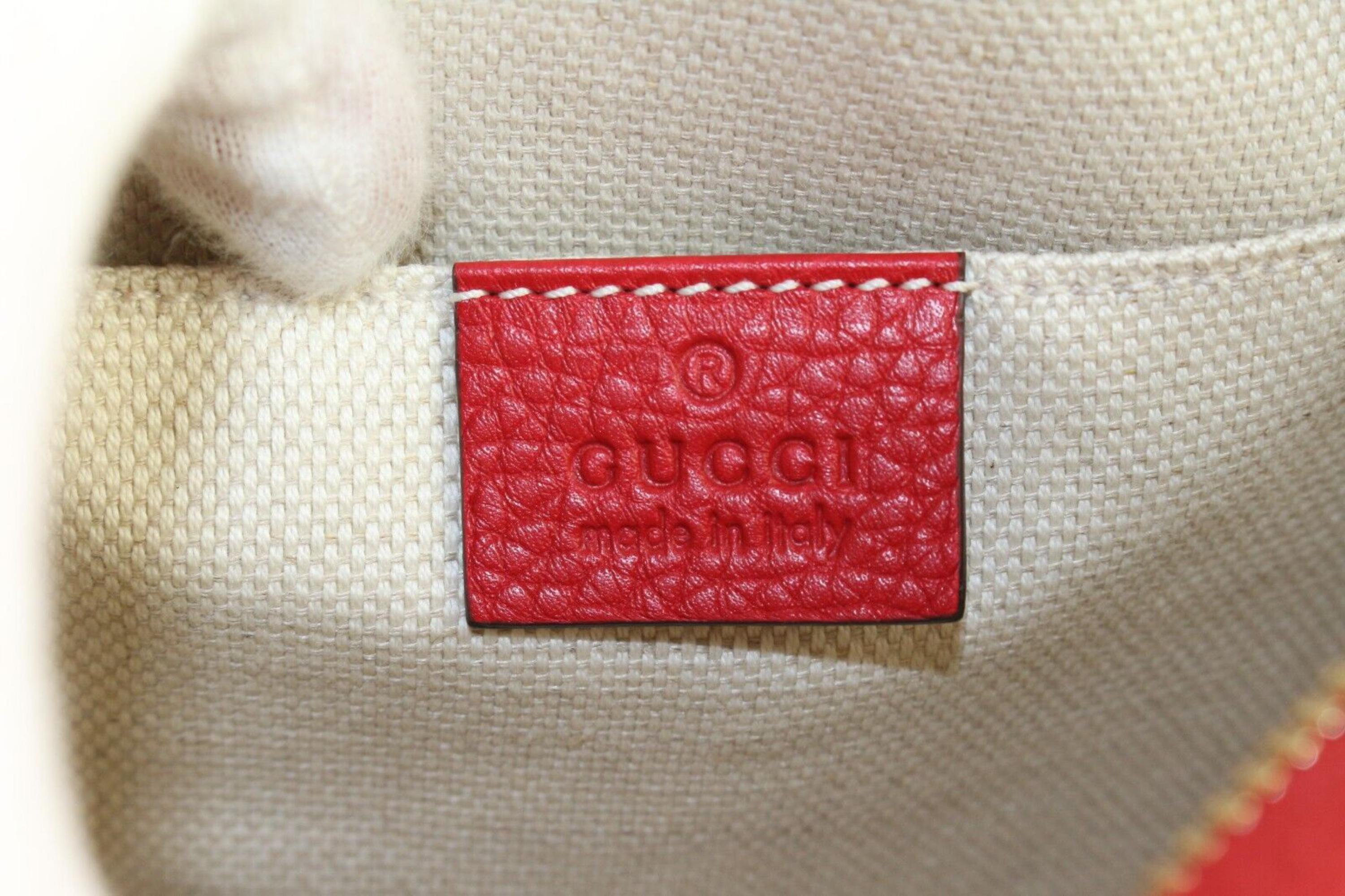 Gucci Red Pebble Grained Leather Disco Soho Crossbody 1G0509 In New Condition For Sale In Dix hills, NY