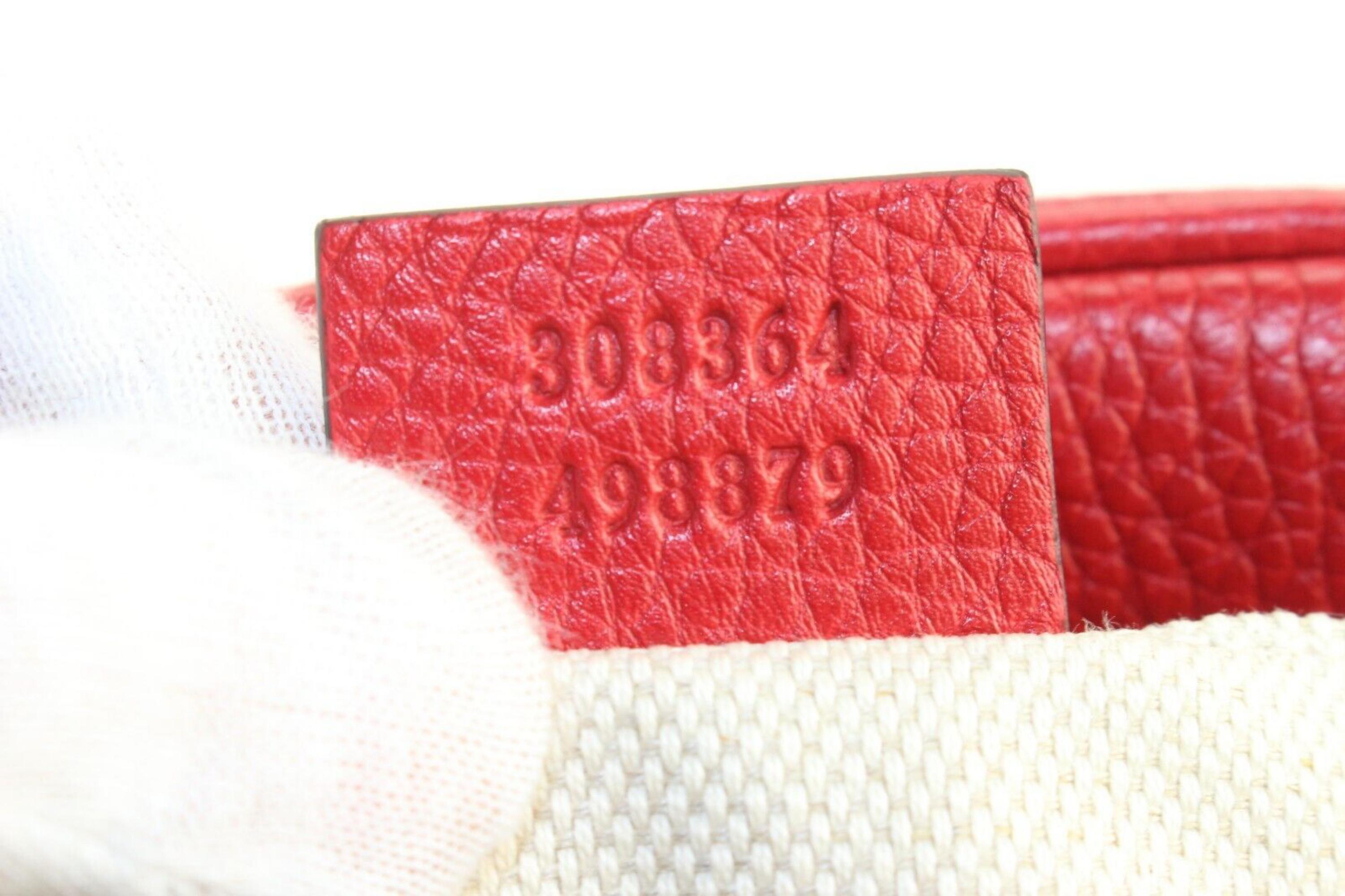 Gucci Red Pebble Grained Leather Disco Soho Crossbody 1G0509 For Sale 1