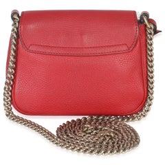 Gucci Red Pebbled Calfskin Interlocking G Small Soho Flap Bag