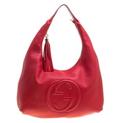 Gucci Red Pebbled Leather Soho Hobo