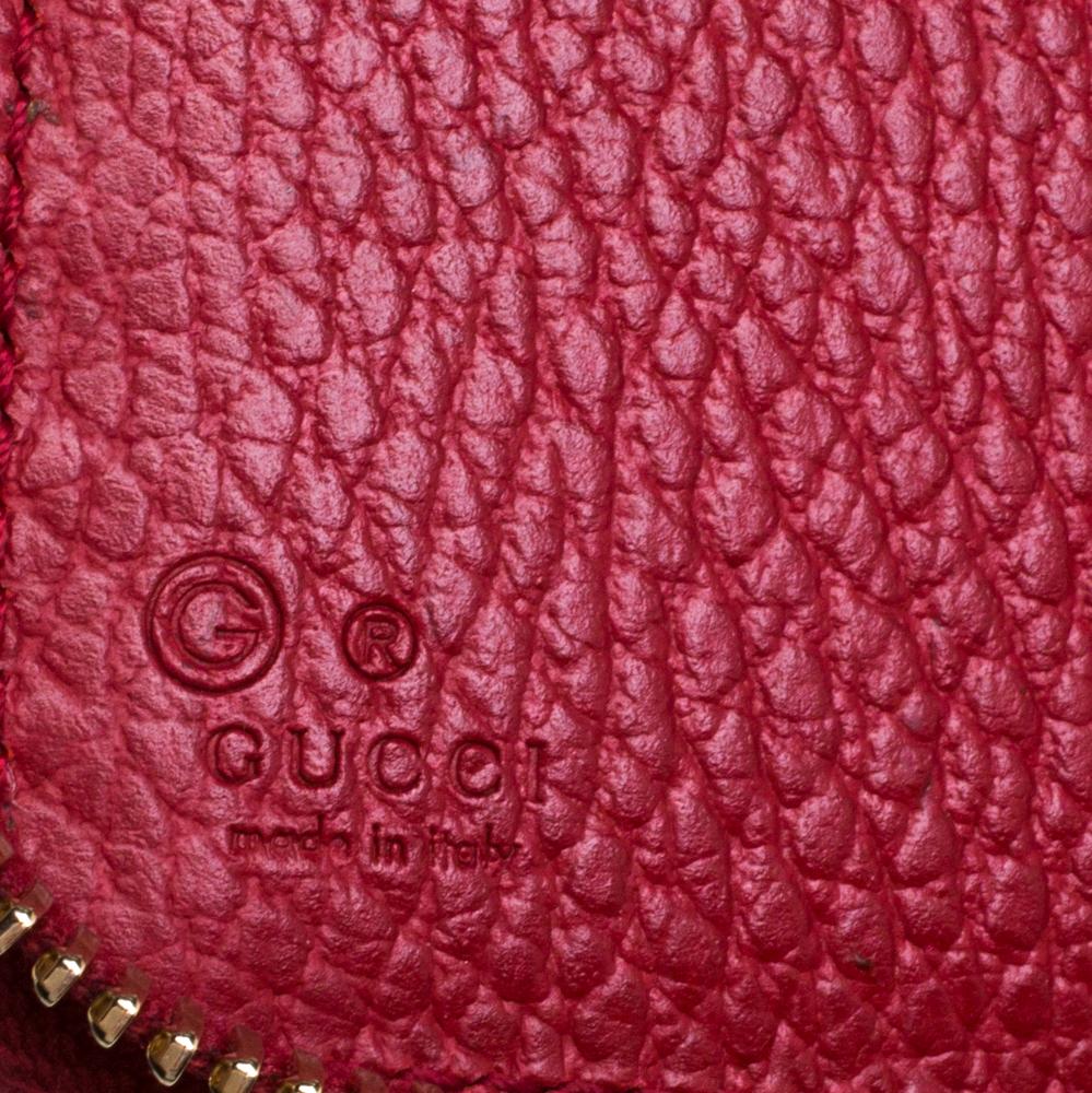 Gucci Red Pebbled Leather Zip Around Wallet 3
