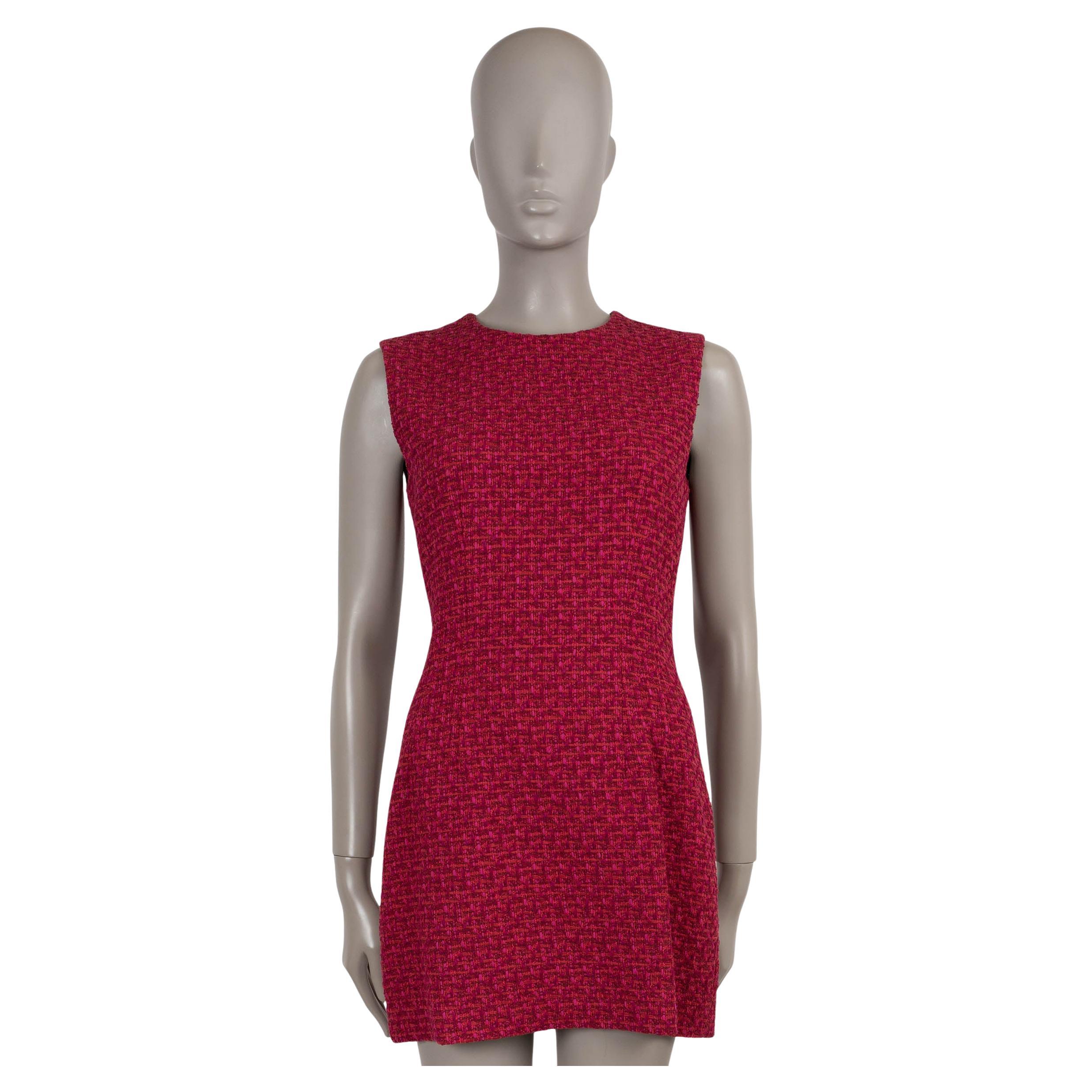 GUCCI red pink cotton 2023 SLEEVELESS TWEED MINI Dress 40 S