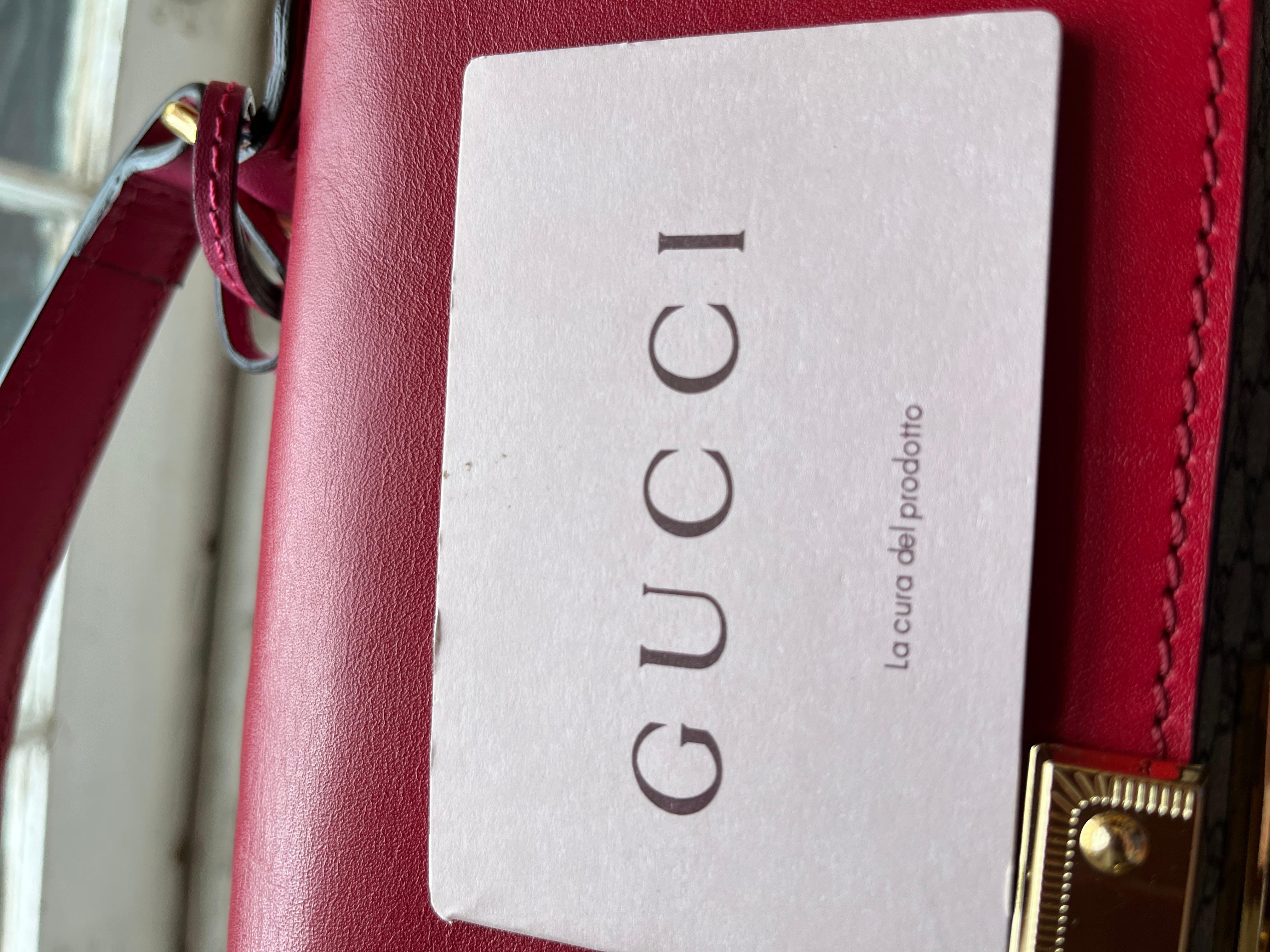 GUCCI Red/Pink GG Supreme Coated Canvas and Leather Two-Way Bag 3