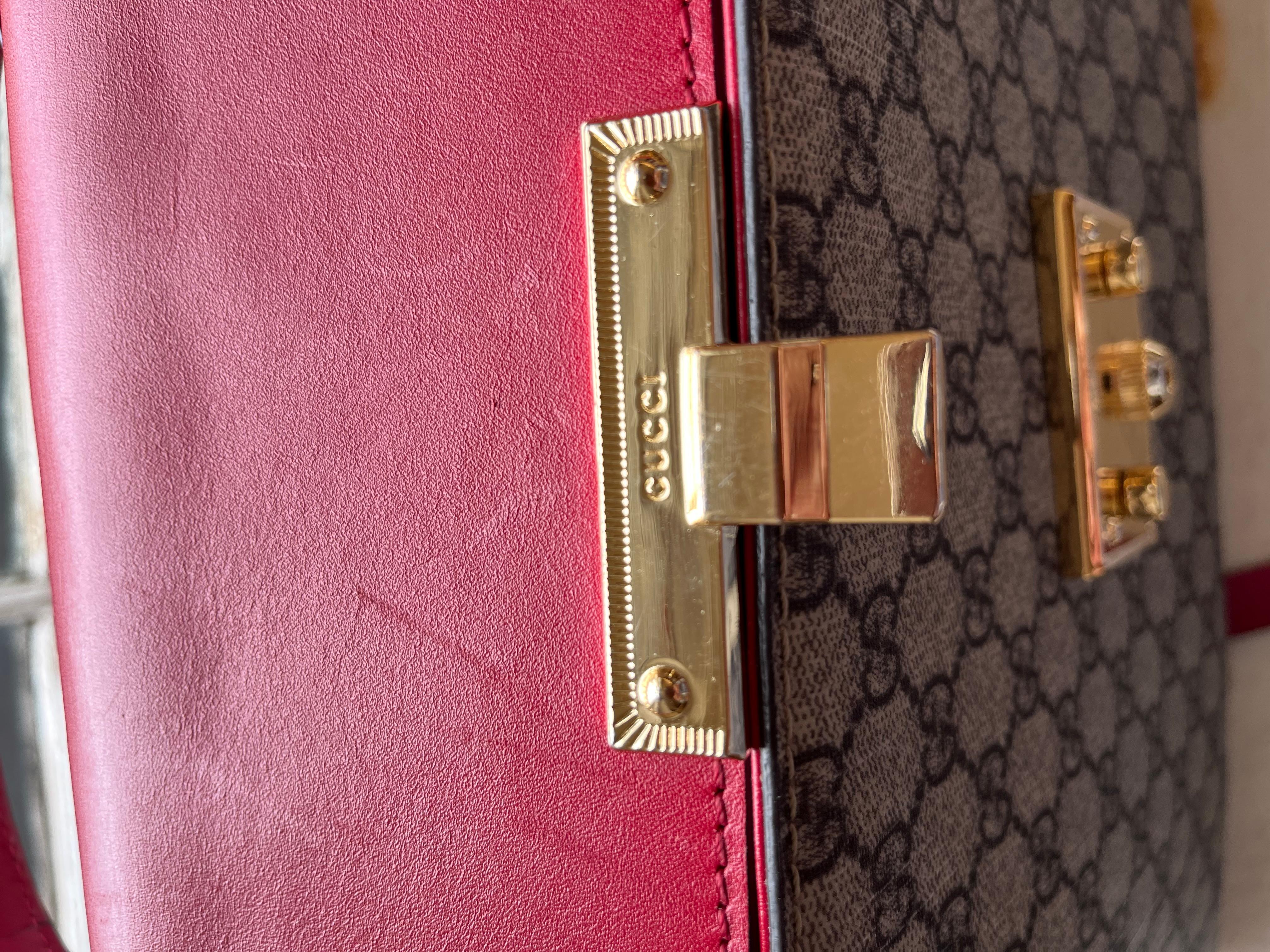 GUCCI Red/Pink GG Supreme Coated Canvas and Leather Two-Way Bag 6