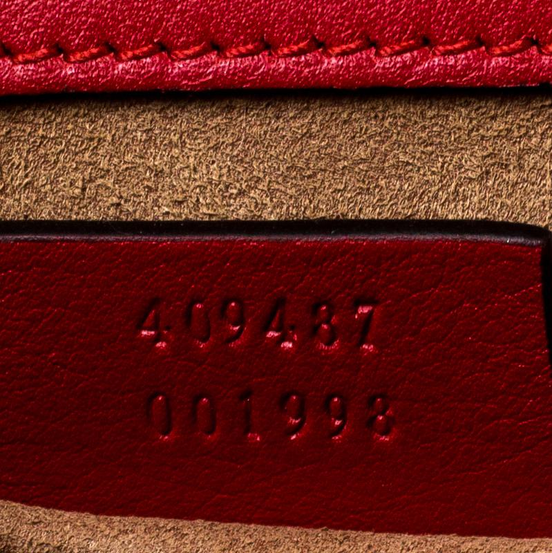 Gucci Red/Pink Leather and GG Supreme Monogram Canvas Small Padlock Shoulder Bag 2