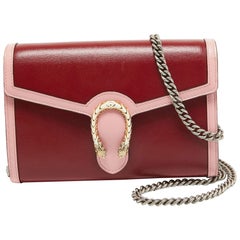 Gucci Red/Pink Leather Dionysus Wallet On Chain
