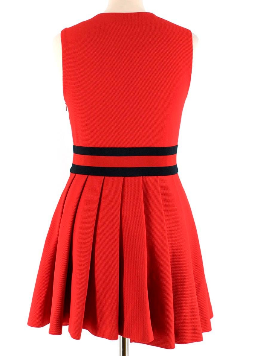 red pleated mini dress