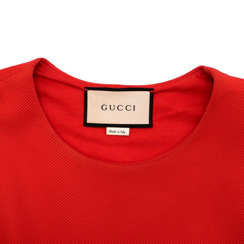 Gucci Red Pleated Gabardine Mini Dress XS In New Condition For Sale In London, GB