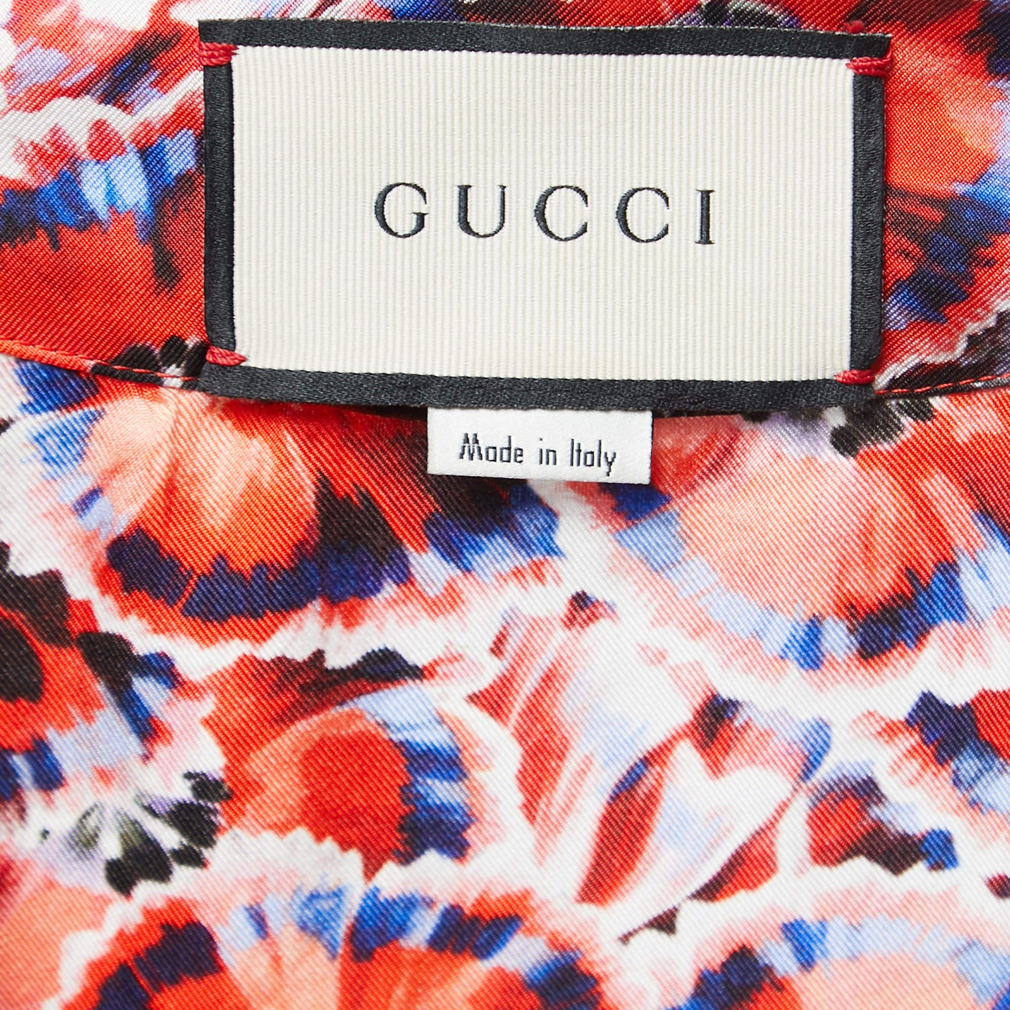 Women's Gucci Red Poppy Print Silk Twill Pajama Top S