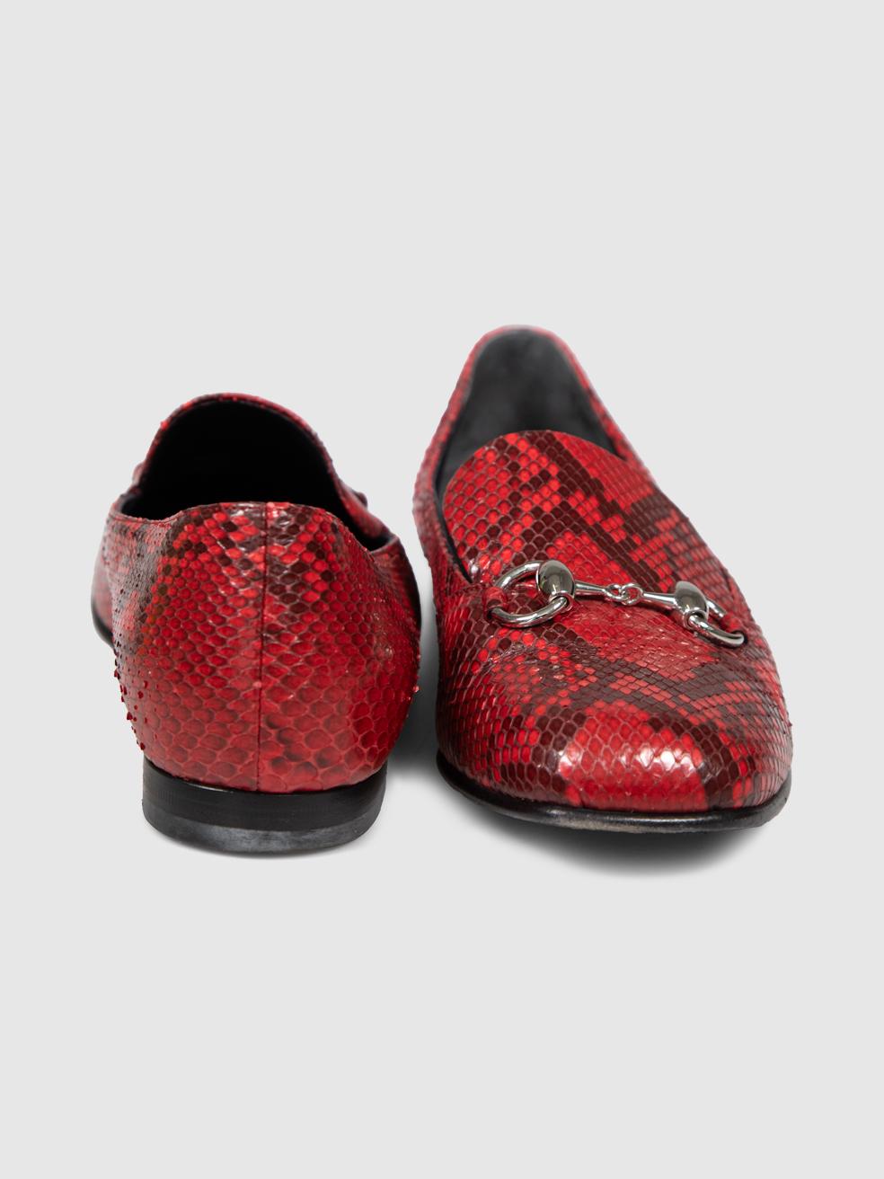 Gucci Red Python Horsebit Loafers Size It 36 - image 3