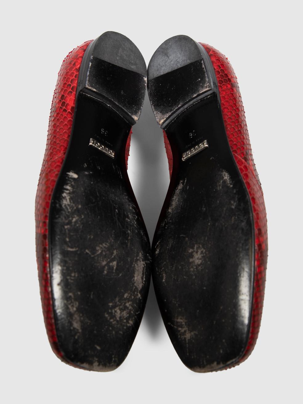 Gucci Red Python Horsebit Loafers Size It 36 - image 4