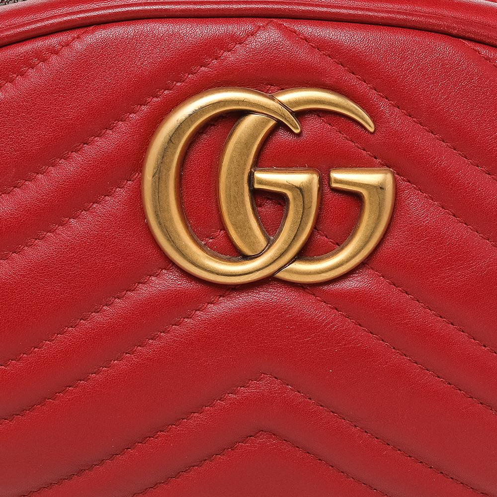 Gucci Red Quilted Leather GG Marmont Belt Bag 5