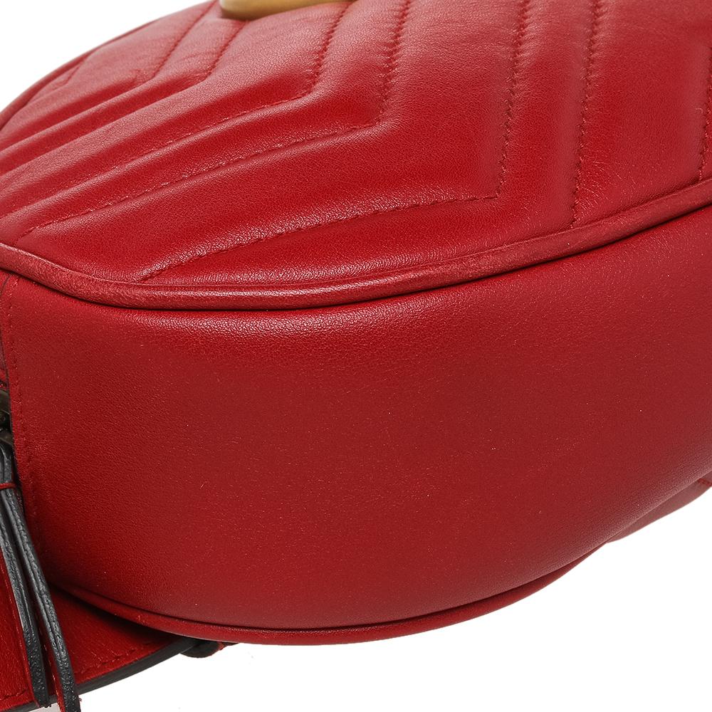 Gucci Red Quilted Leather GG Marmont Belt Bag 3