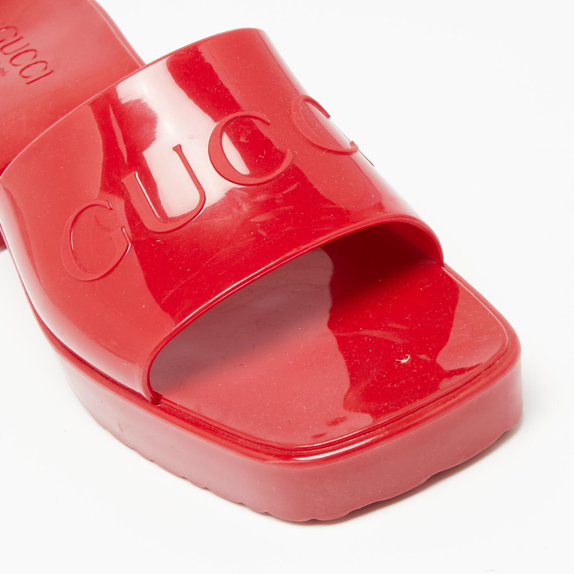 gucci red rubber slides
