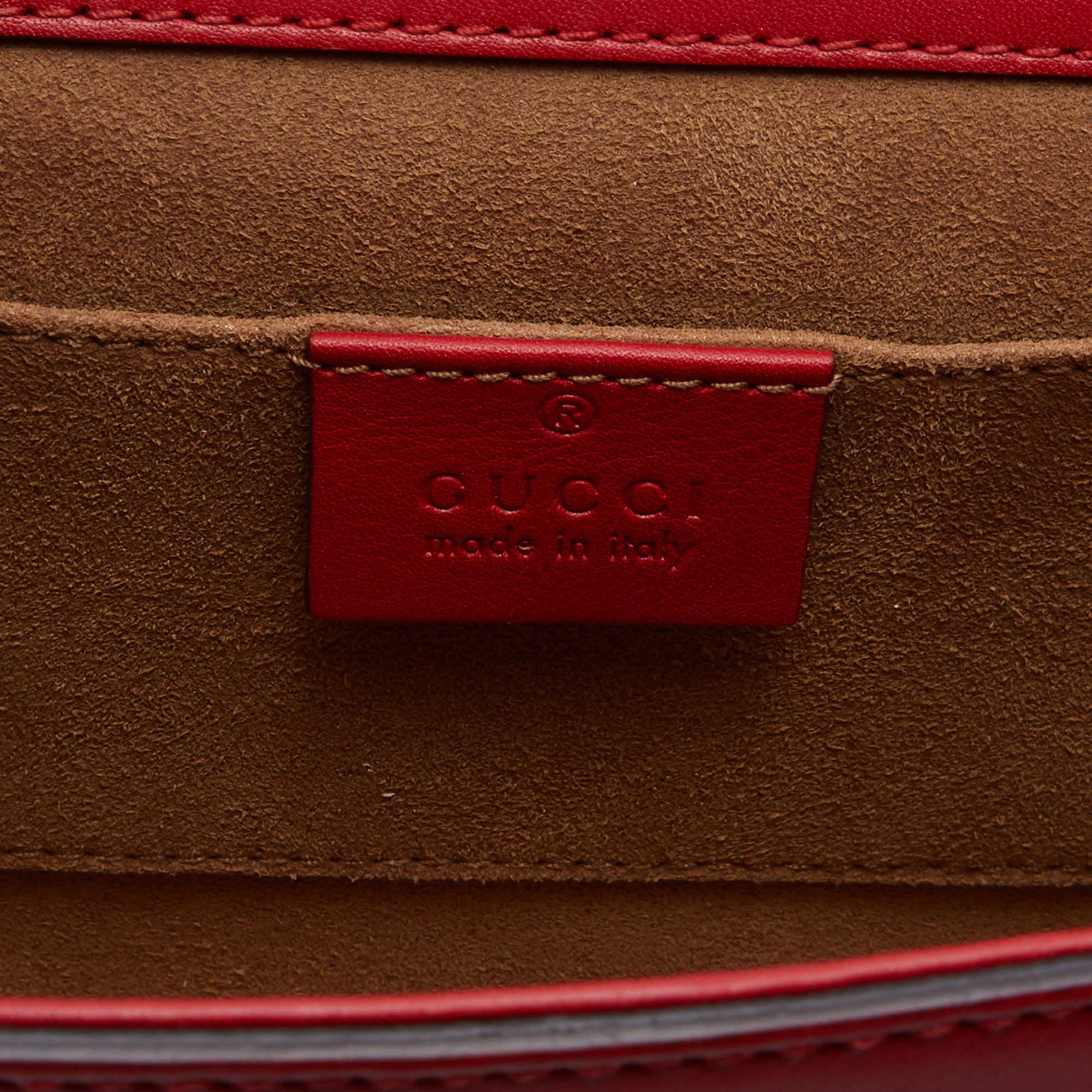 Gucci Red Sequin & Beaded Embellished Leather Small Padlock Shoulder Bag 5