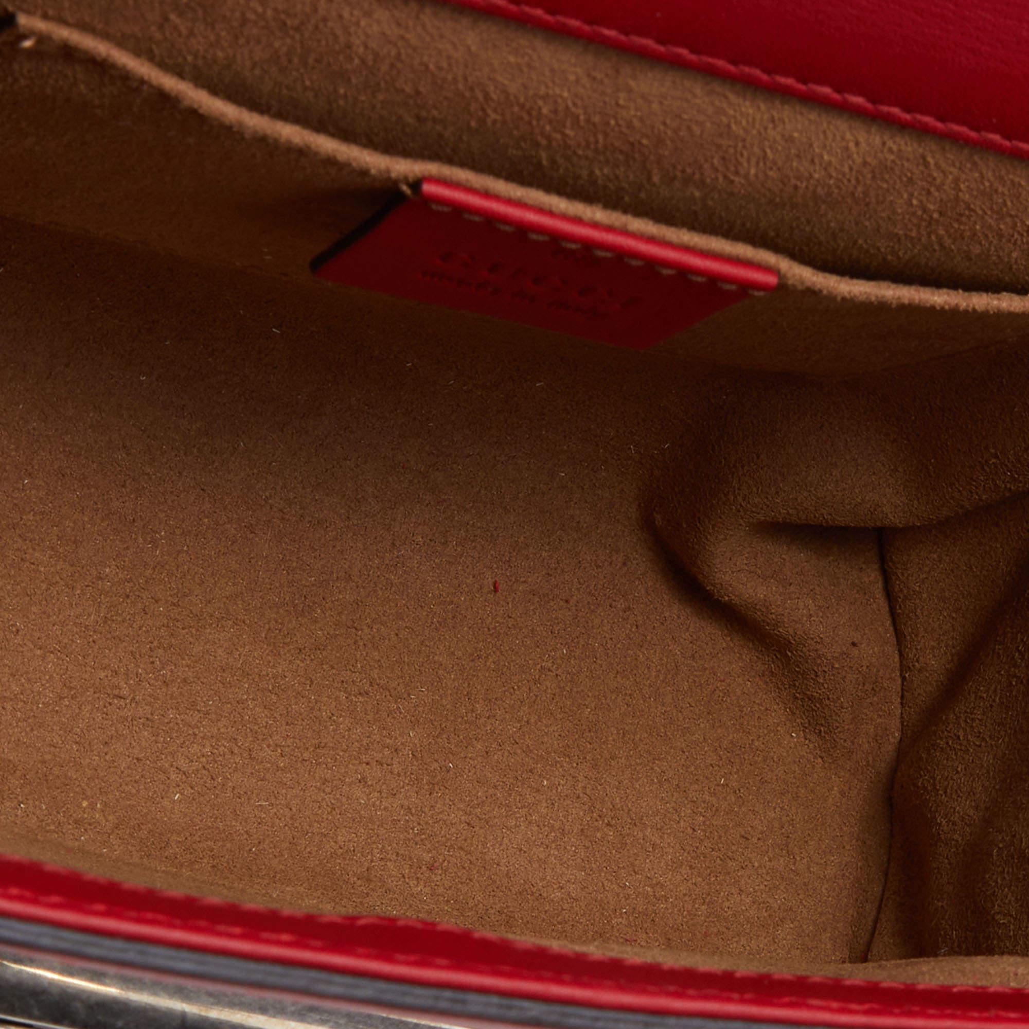 Gucci Red Sequin & Beaded Embellished Leather Small Padlock Shoulder Bag 2