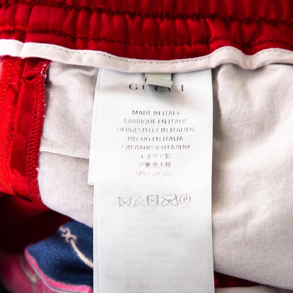Men's Gucci Red Silk Blend Print Detail Shorts L
