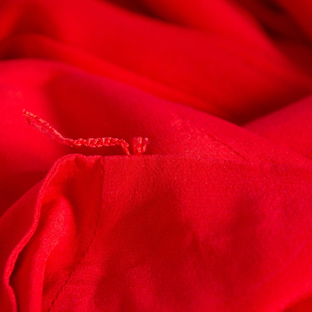 Women's Gucci Red Silk Chiffon Collar Tie Belt Detail Flared Midi Dress S
