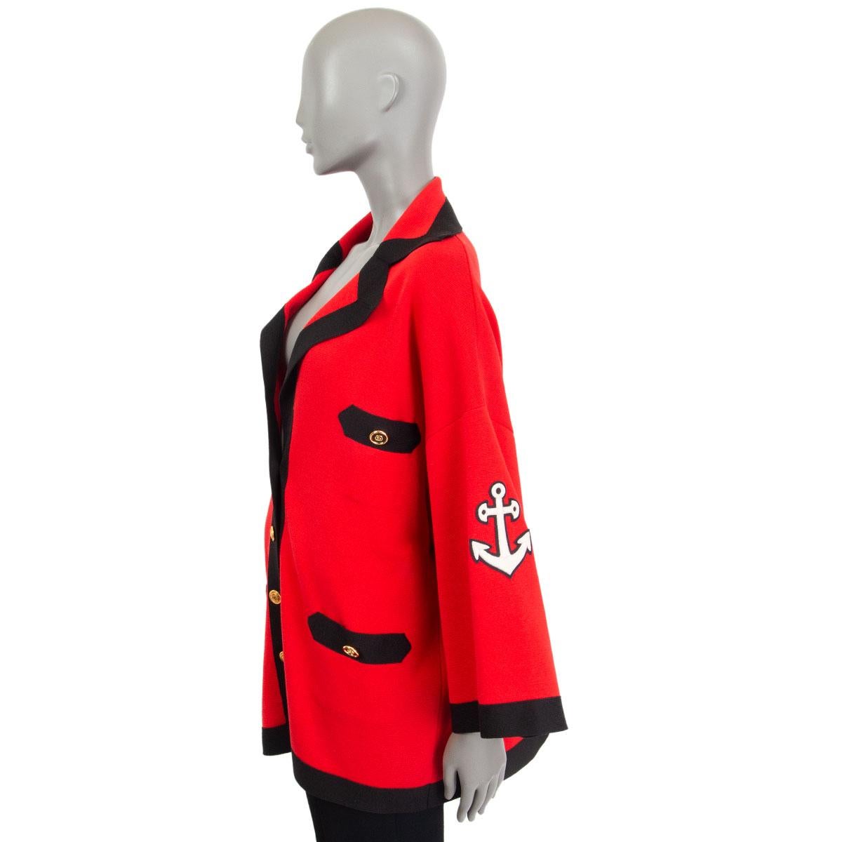 Cardigan Versace en soie et coton rouge avec imprimé ANCHOR, Taille S, 20219 Pour femmes en vente