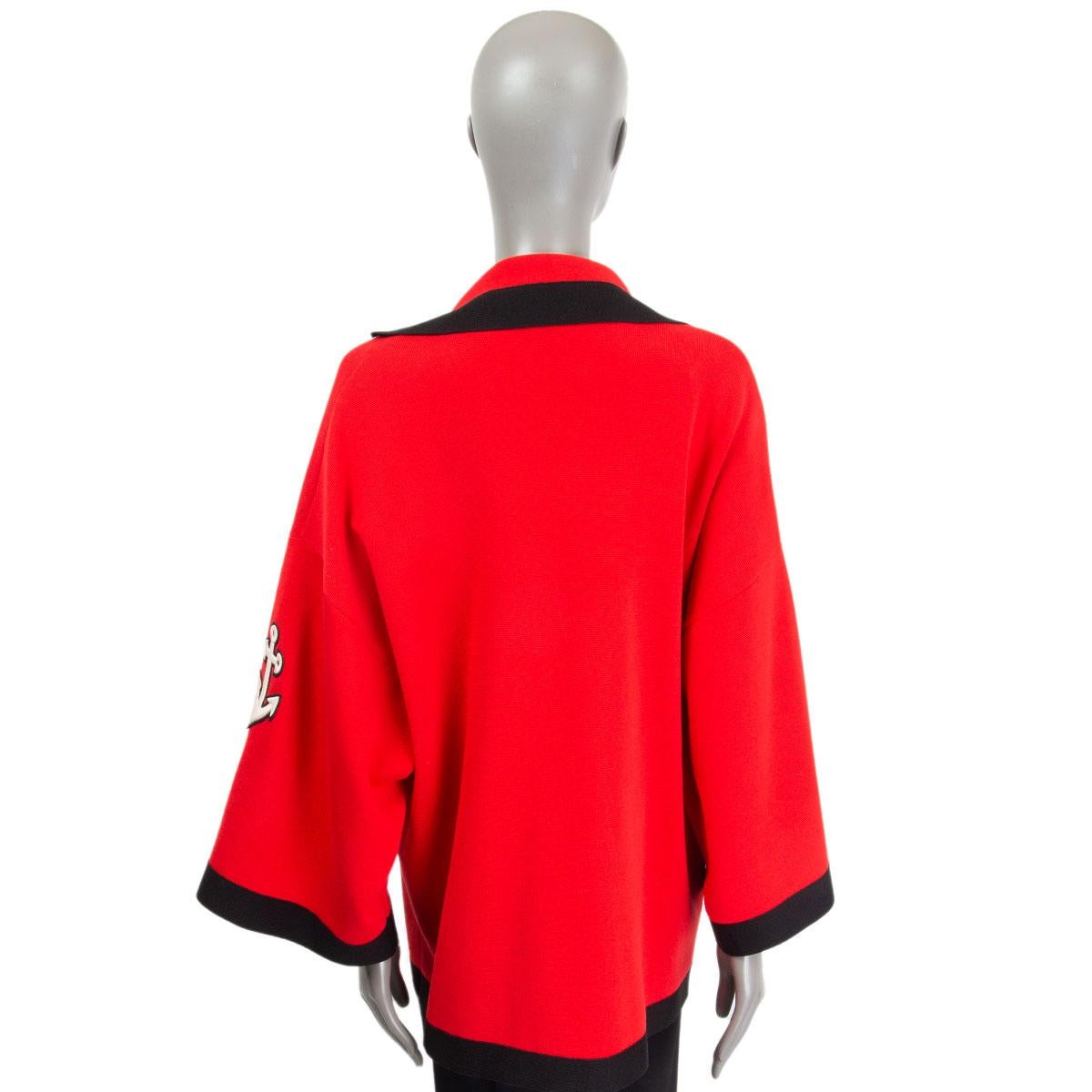 GUCCI red silk & cotton 20219 OVERSIZED ANCHOR PATCH Cardigan Sweater S For Sale 1