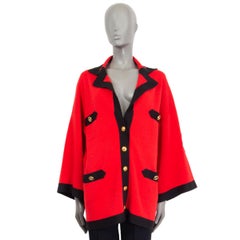 Used GUCCI red silk & cotton 20219 OVERSIZED ANCHOR PATCH Cardigan Sweater S