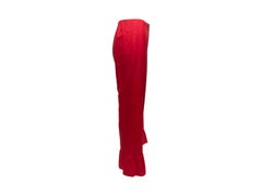 Gucci Red Silk Ruffle-Trimmed Pants
