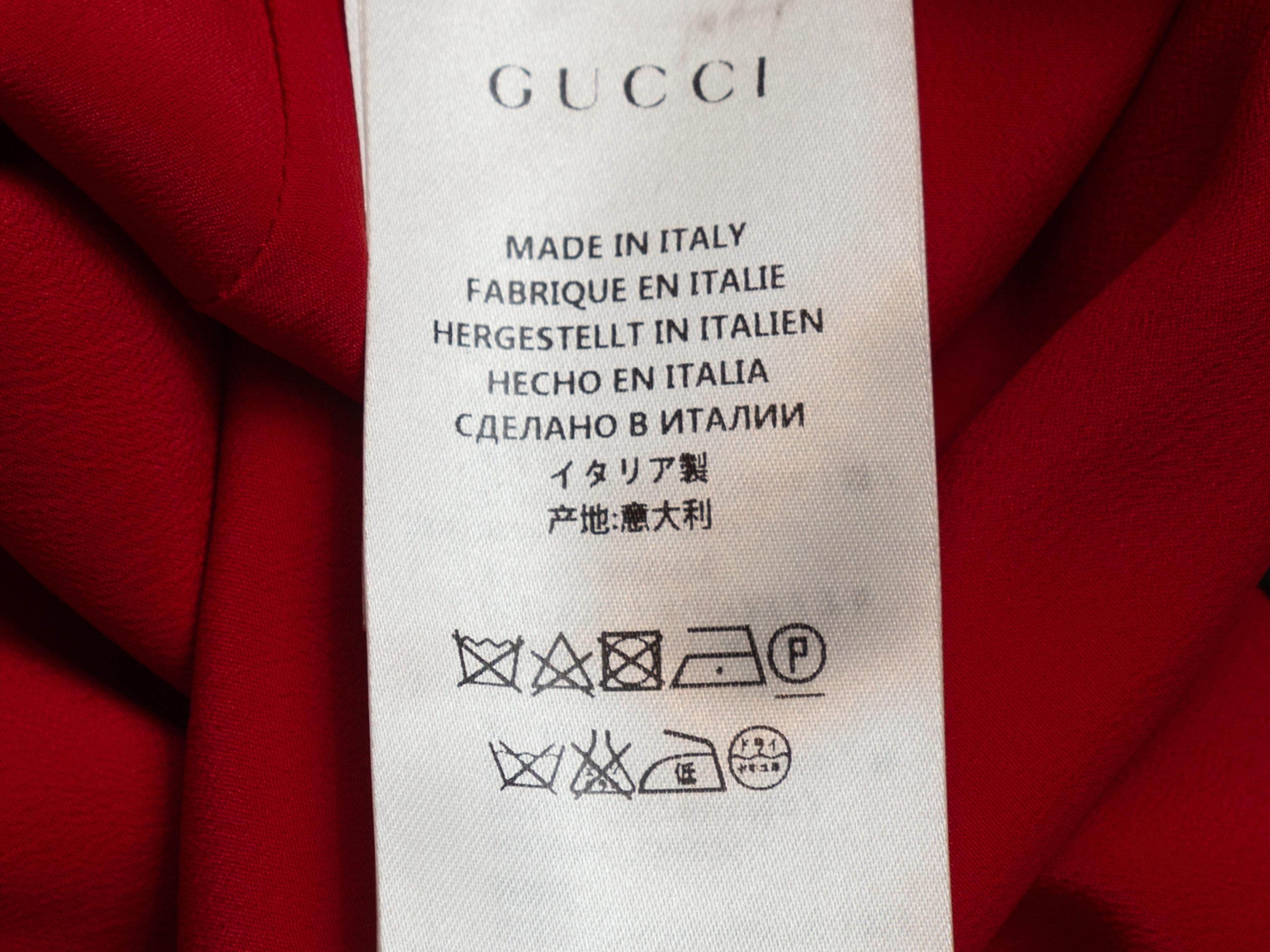 Gucci Red Silk Ruffle-Trimmed Pants 1