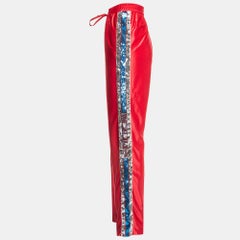 Gucci Red Stripe Sequin Embellished Satin Joggers XL