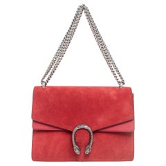 Gucci Red Suede and Leather Medium Dionysus Shoulder Bag