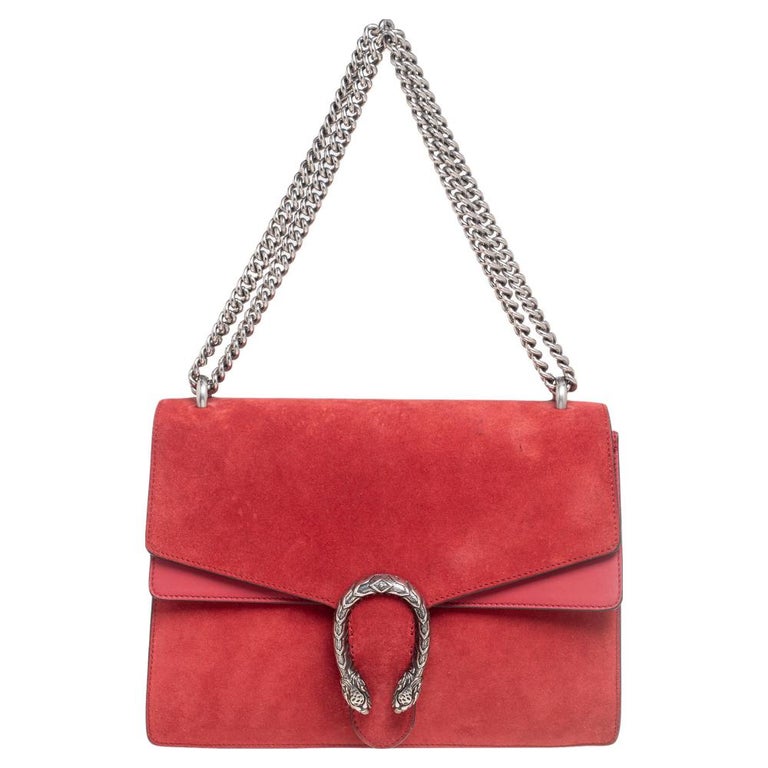 Gucci Red Suede and Leather Medium Dionysus Shoulder Bag For Sale at 1stDibs
