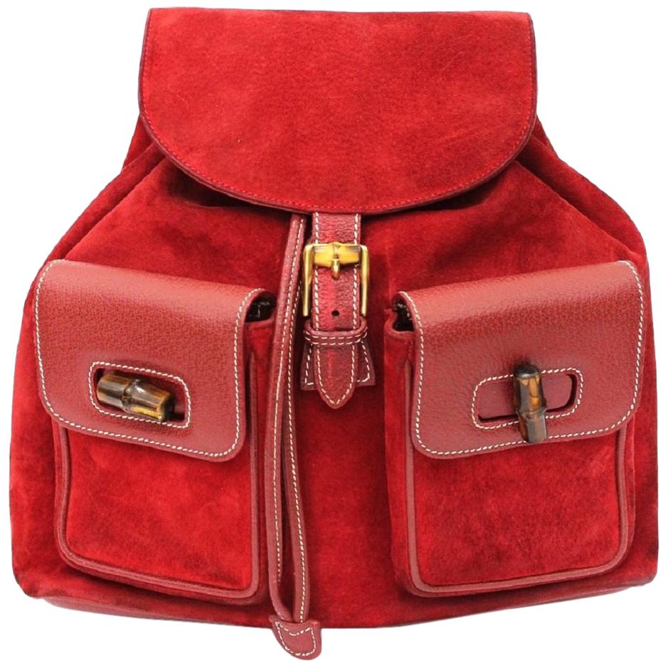 Gucci Red Suede Backpack