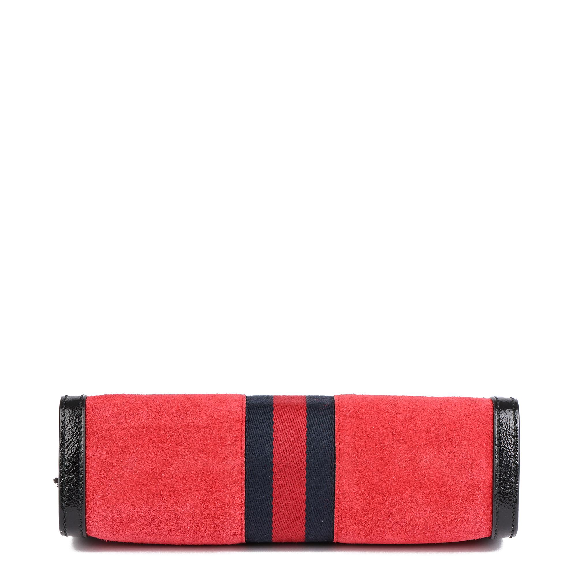 GUCCI Red Suede & Black Patent Leather Orphidia Shoulder Bag 1