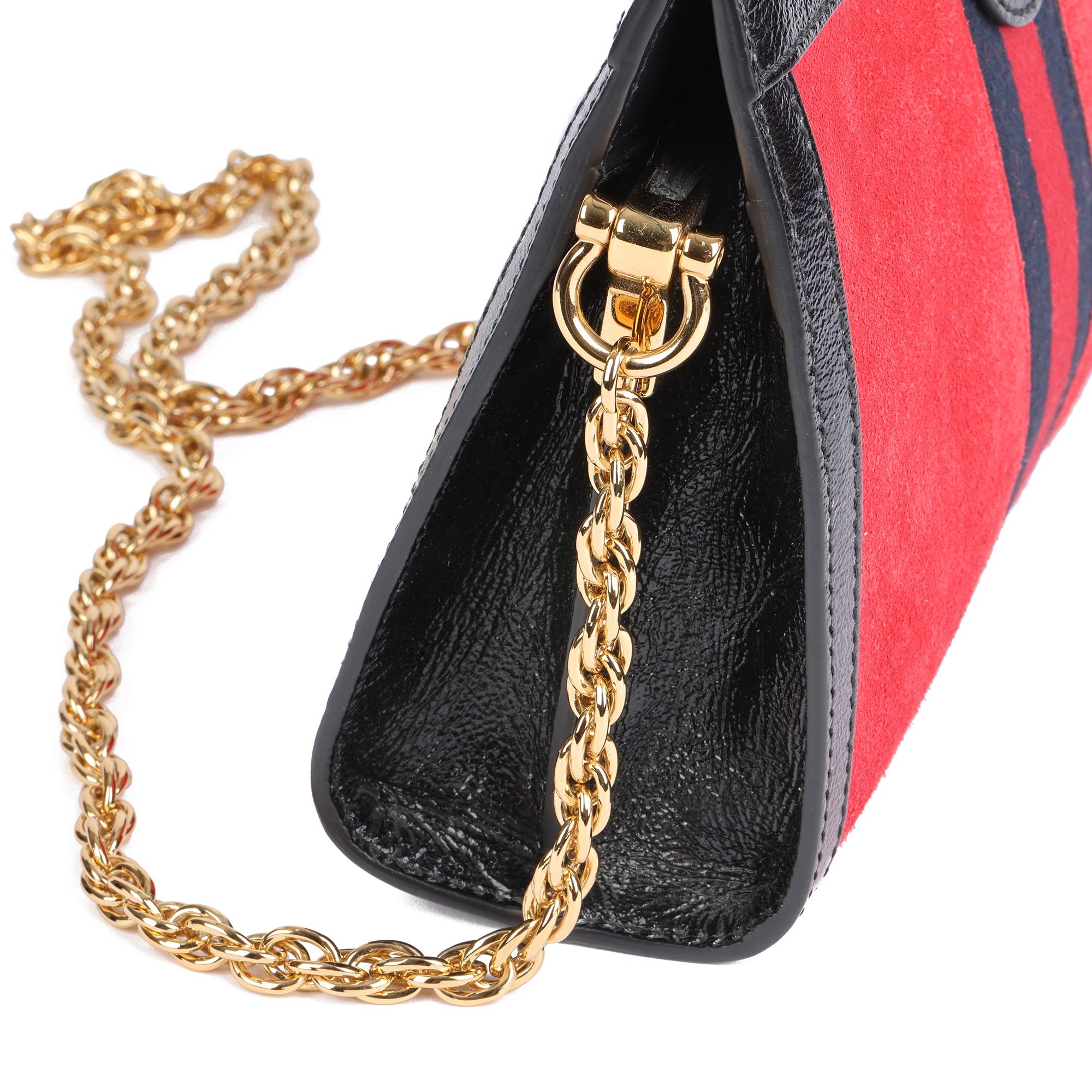 GUCCI Red Suede & Black Patent Leather Orphidia Shoulder Bag 3