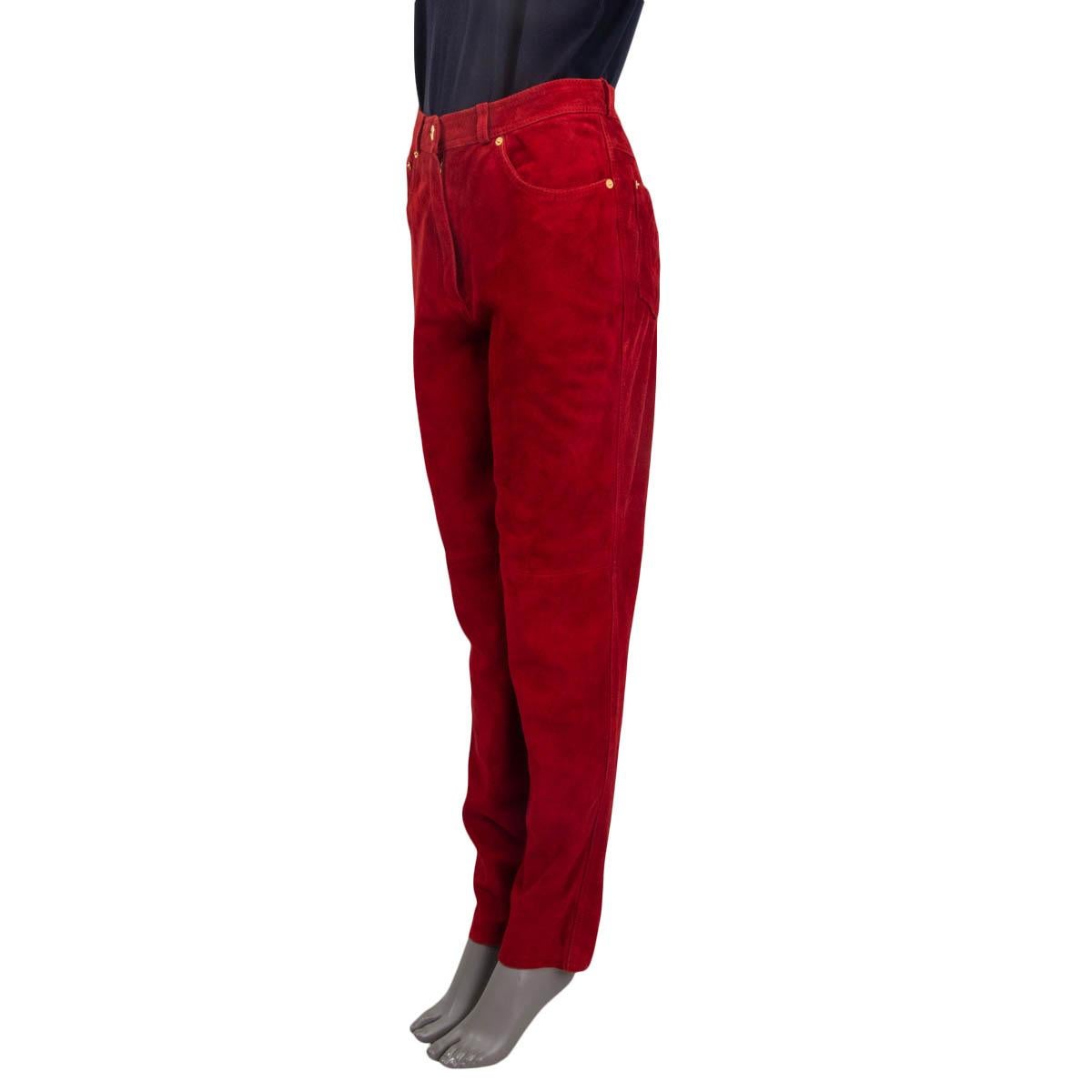 red suede pants