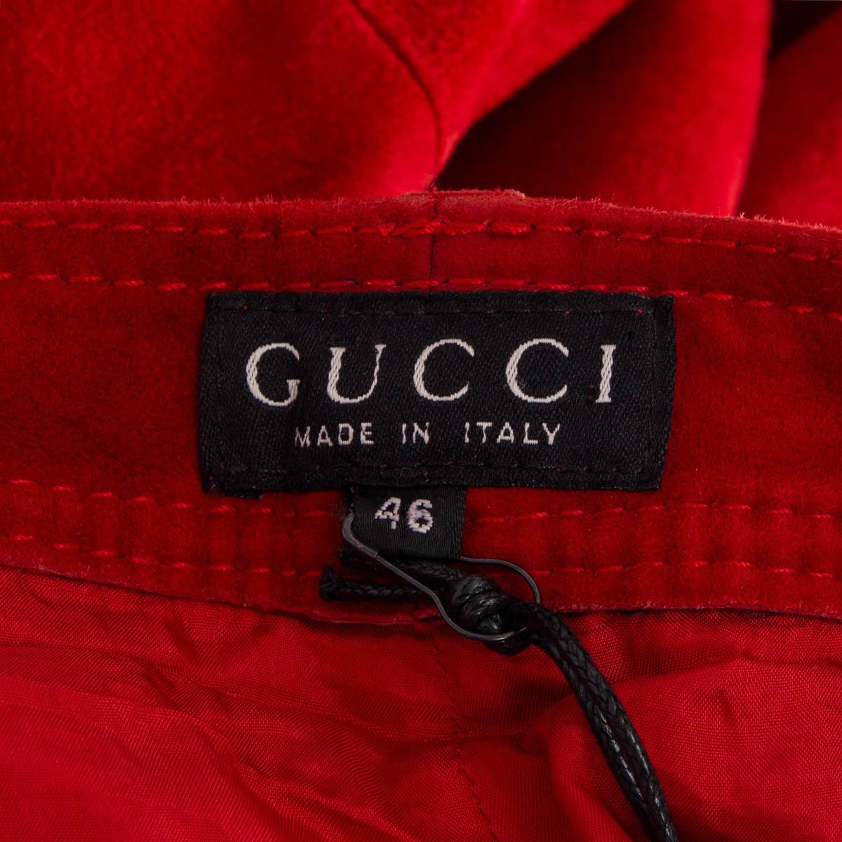 GUCCI HIGH WAISTE-Hose aus rotem Wildleder, 46 cm (HIGH), MIT SMALL FIT MEDIUM Damen