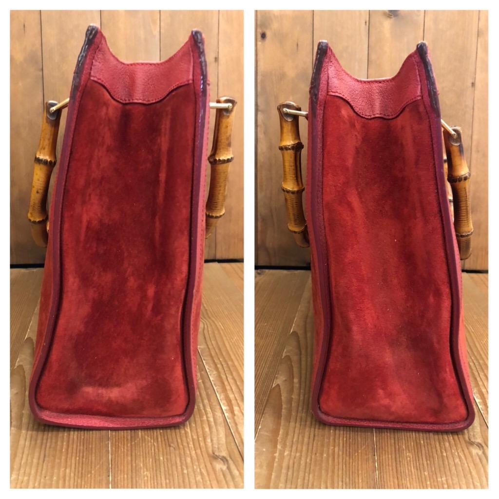 Femenino o masculino Bolso Tote Vintage GUCCI Bambú en ante burdeos Bolso Tote Gucci Diana
