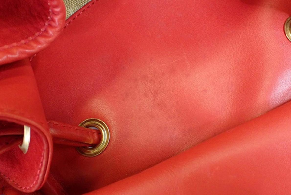 Gucci Red Suede Leather Drawstring Flap Backpack 2