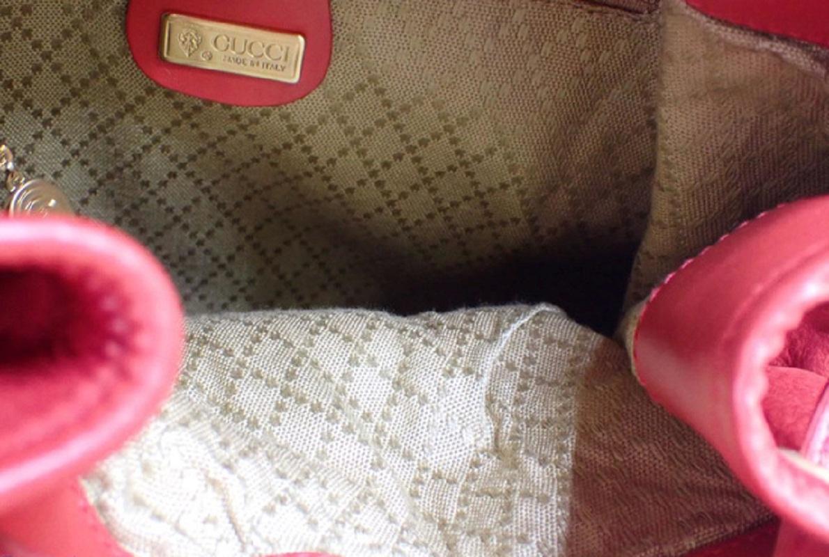 Gucci Red Suede Leather Drawstring Flap Backpack 4