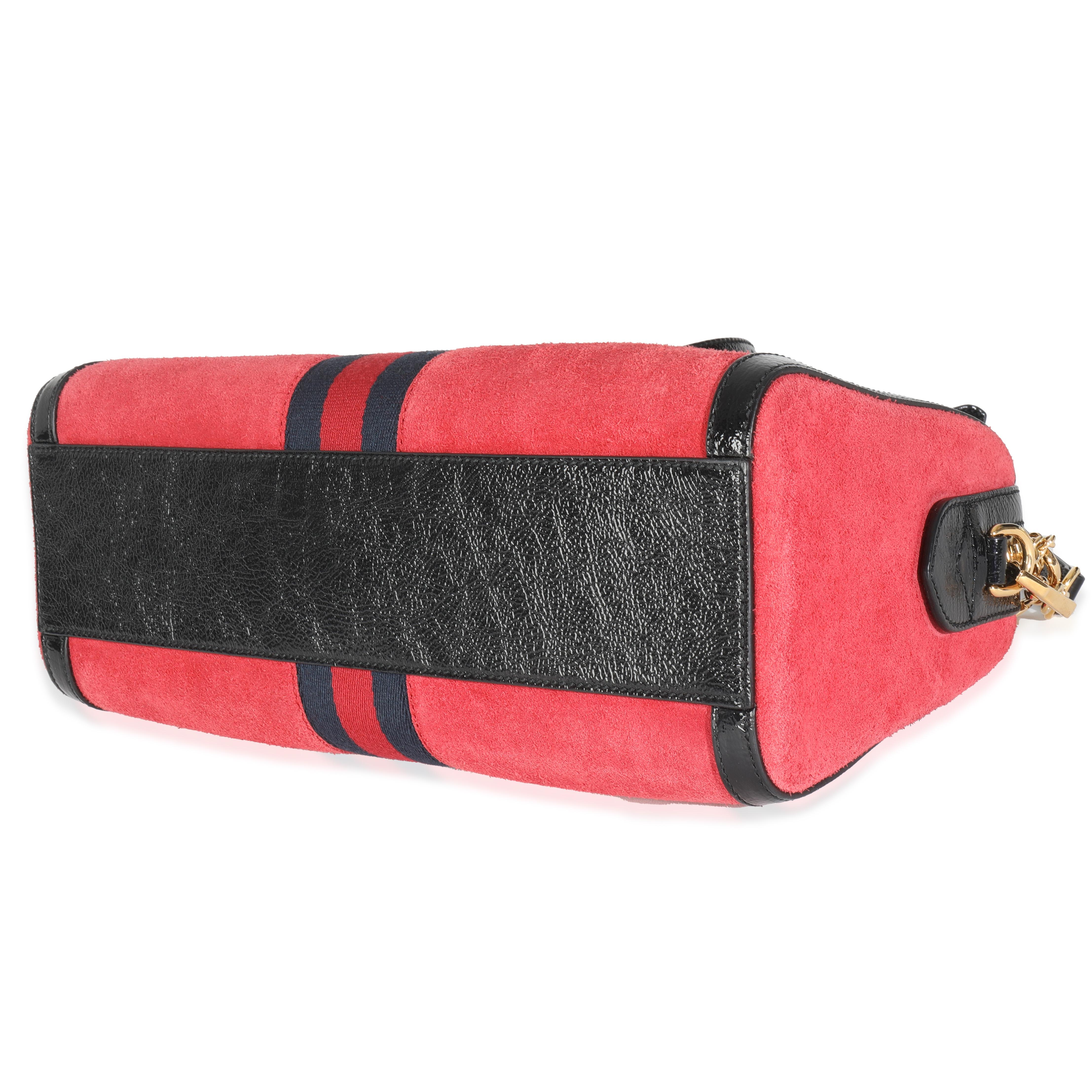 Sac Ophidia Boston moyen en daim rouge de Gucci Pour femmes en vente