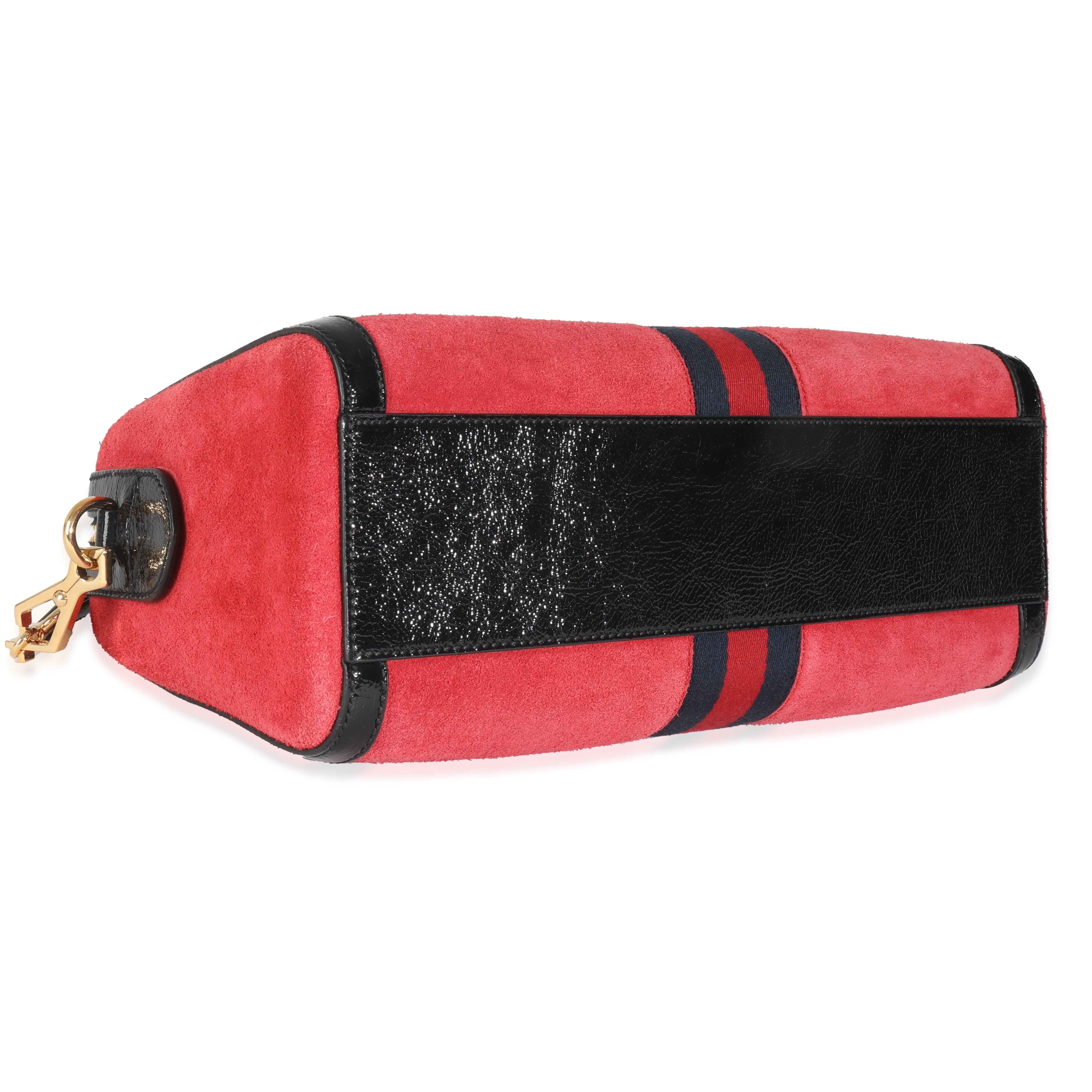 Sac Ophidia Boston moyen en daim rouge de Gucci en vente 2