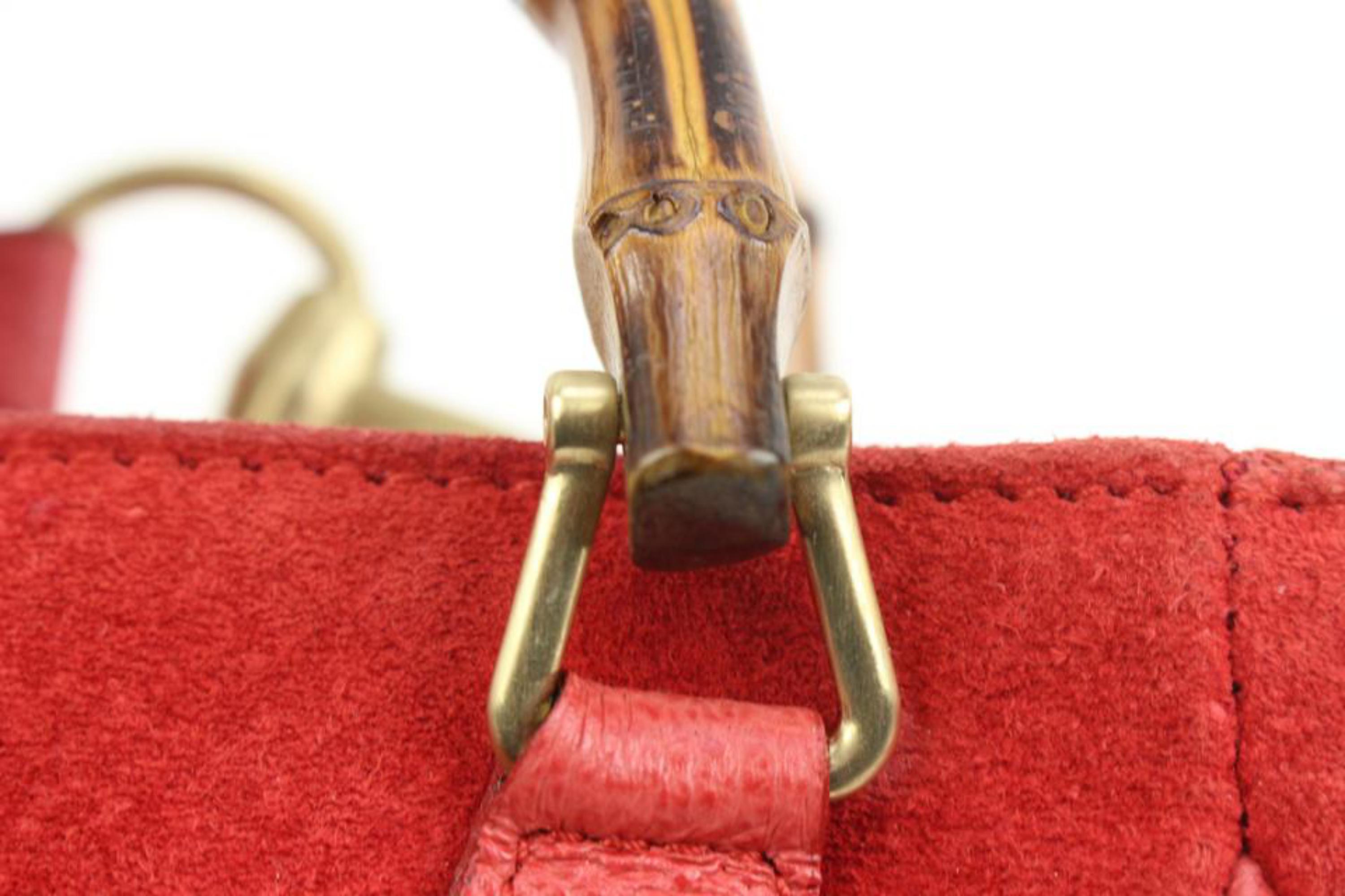 Gucci Red Suede Mini Bamboo Crossbody Bag 8g321s For Sale 3