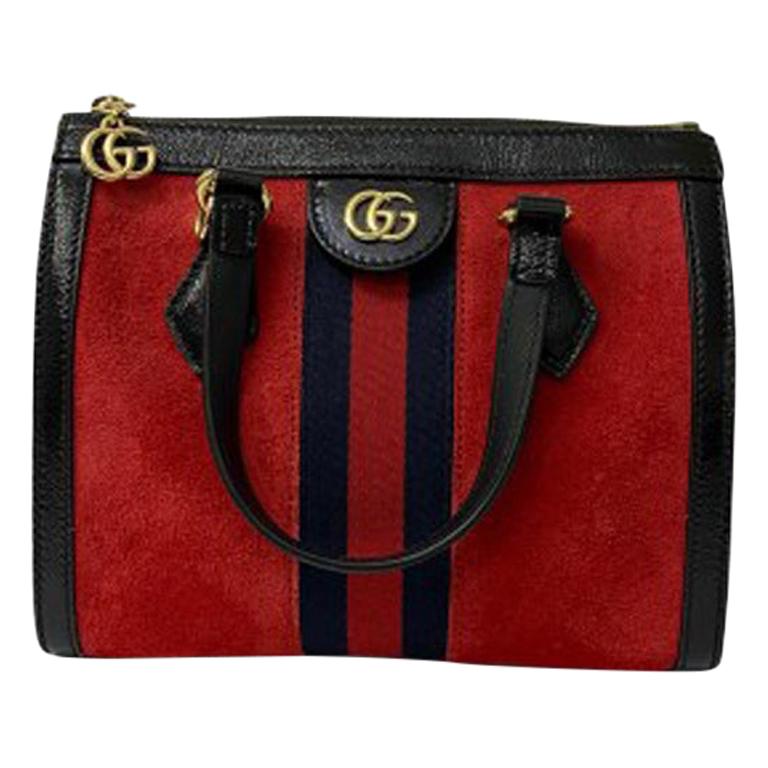 Gucci Ophidia Web Red Suede Top Handle Bag